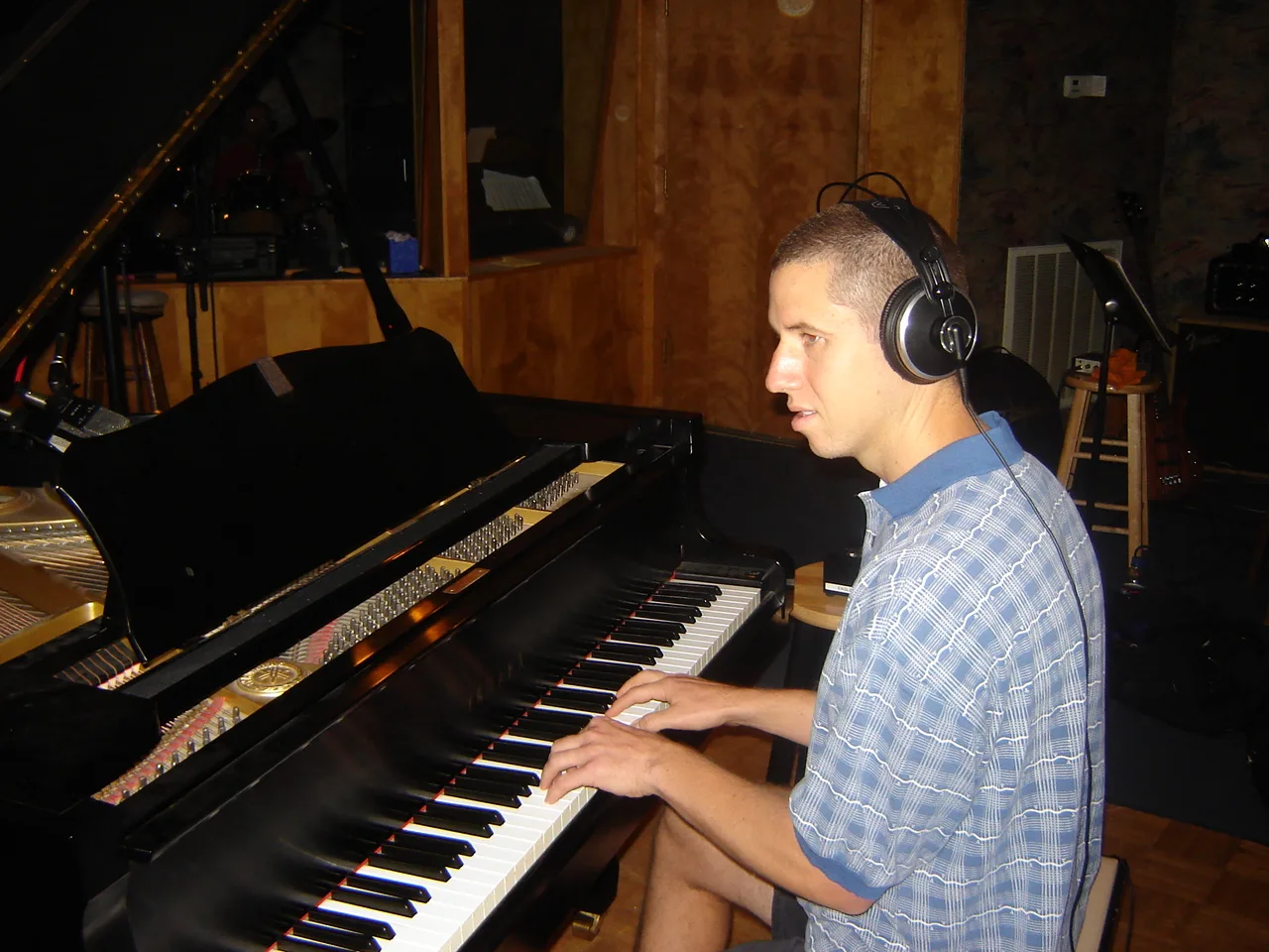 Lee recording in the studio